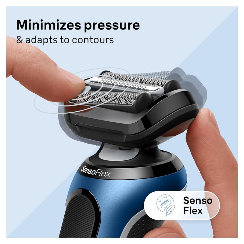 Braun Electric Shaver for Men - Series 6 6120s | Wet & Dry Shaving, Turbo & Gentle Modes, Precision Trimmer, Blue