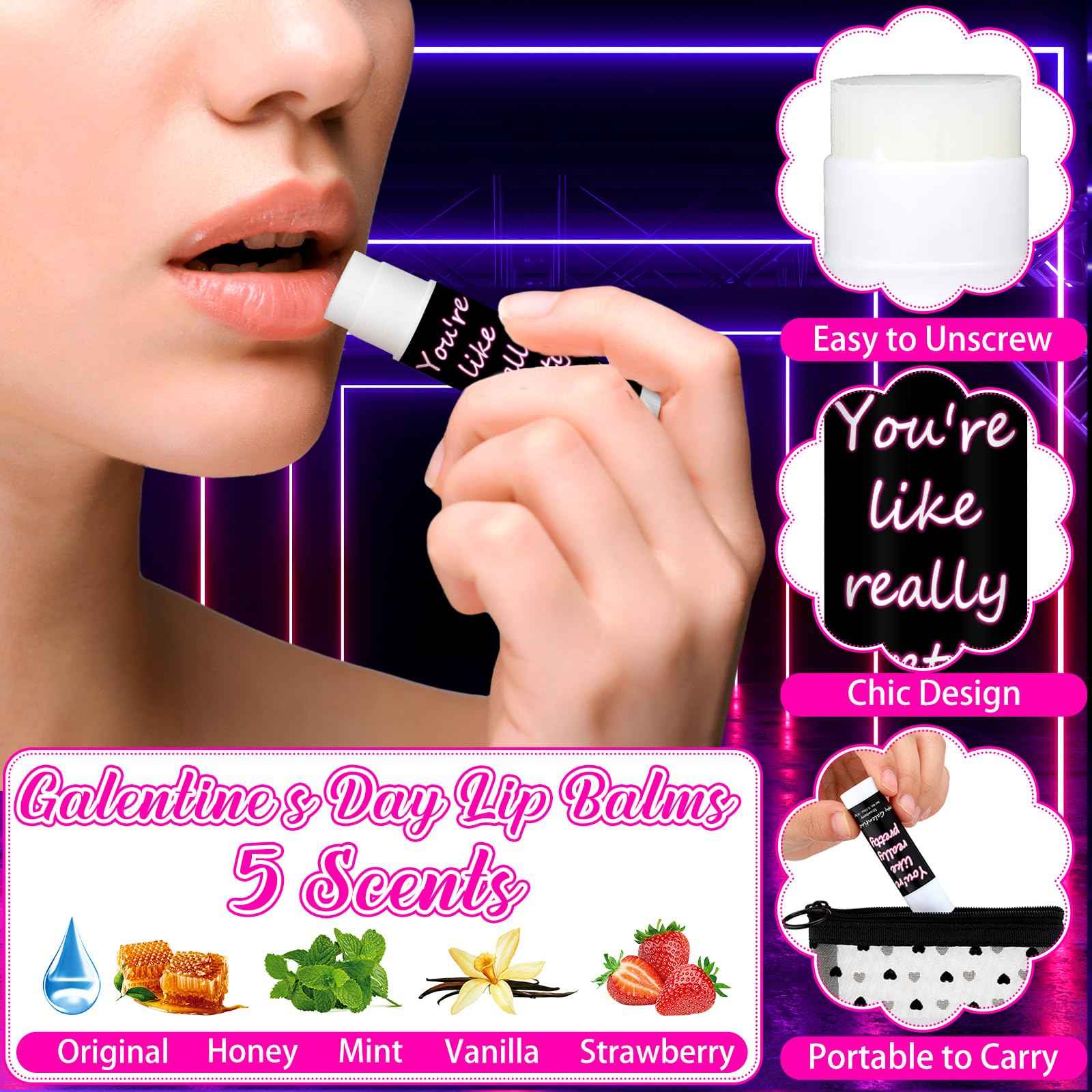 Swiffen 50 Pack Valentine's Galentine's Day Gifts Bulk Lip Balms Valentine's Galentine's Day Party Favors Stuffers You're Like Really Pretty Gifts for Women Her Teachers Staff Coworkers(Neon)