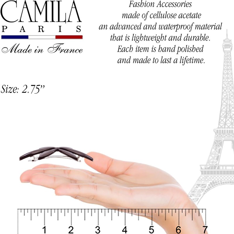 Camila Paris CP2426-CP2875 French Hair Barrette Clip for Girls Flower, Combo, Automatic Clasp Strong Hold Grip Hair Clips for Women, No Slip and Durable Styling Girls Hair Accessories, Made in France