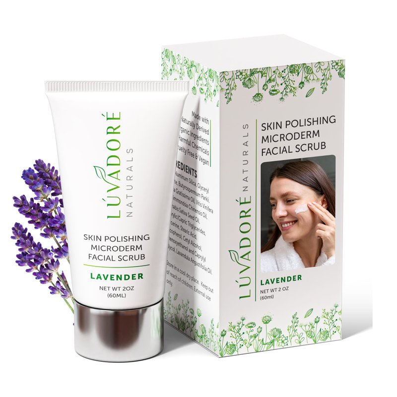 Luvadore Naturals Microdermabrasion Facial Scrub – Skin Polishing Exfoliating Face Scrub – Gentle Face Exfoliator with Shea Butter, Vitamin E – Hydrating and Smoothing Formula for Wrinkles, Scars