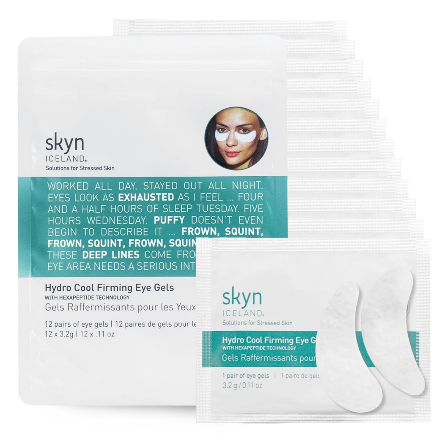 skyn ICELAND Hydro Cool Firming Eye Gels: Under-Eye Gel Patches to Firm, Tone and De-Puff Under-Eye Skin, 12 Pairs