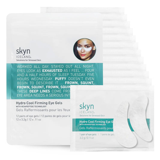 skyn ICELAND Hydro Cool Firming Eye Gels: Under-Eye Gel Patches to Firm, Tone and De-Puff Under-Eye Skin, 12 Pairs