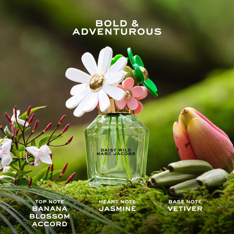 Marc Jacobs Daisy Wild Eau de Parfum - Adventurous Floral Women's Perfume - With Notes of Banana Blossom Accord, Jasmine & Macadamia Accord, Sandalwood & Vetiver des Sables 1 fl. Oz