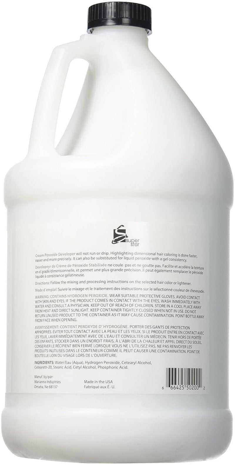 Super Star Cream Peroxide Developer 20V - 1 Gallon Stabilized Formula for Hair Color