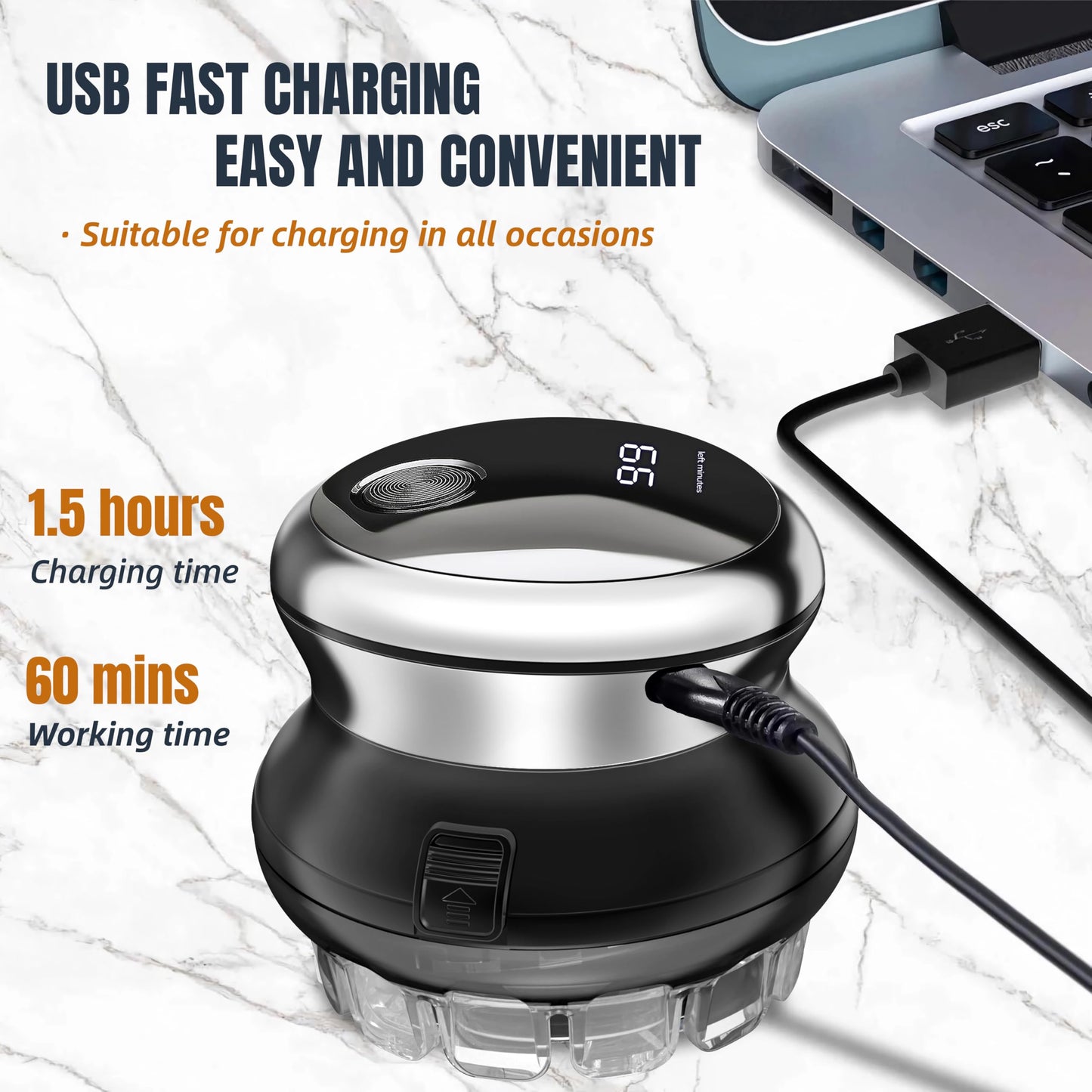 Hawiafo Self Hair Clippers for Men Cordless Electric Haircut Kit Professional Waterproof Automatic Circular Hair Trimmer with LED Display Easy Self Haircut Grooming Clippers for Male Family Use