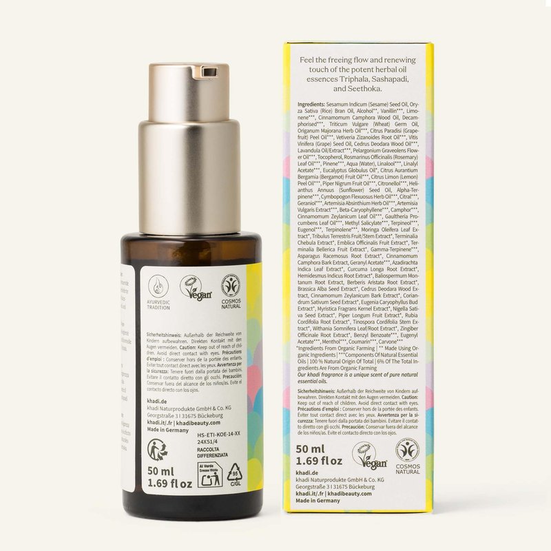 KHADI TRIPHALA TRI-TOX Ayurvedic Elixir Skin & Soul Body Oil, 100% Natural, Herbal & Vegan, Promotes Detoxification and the release of impurities, 1.69 oz