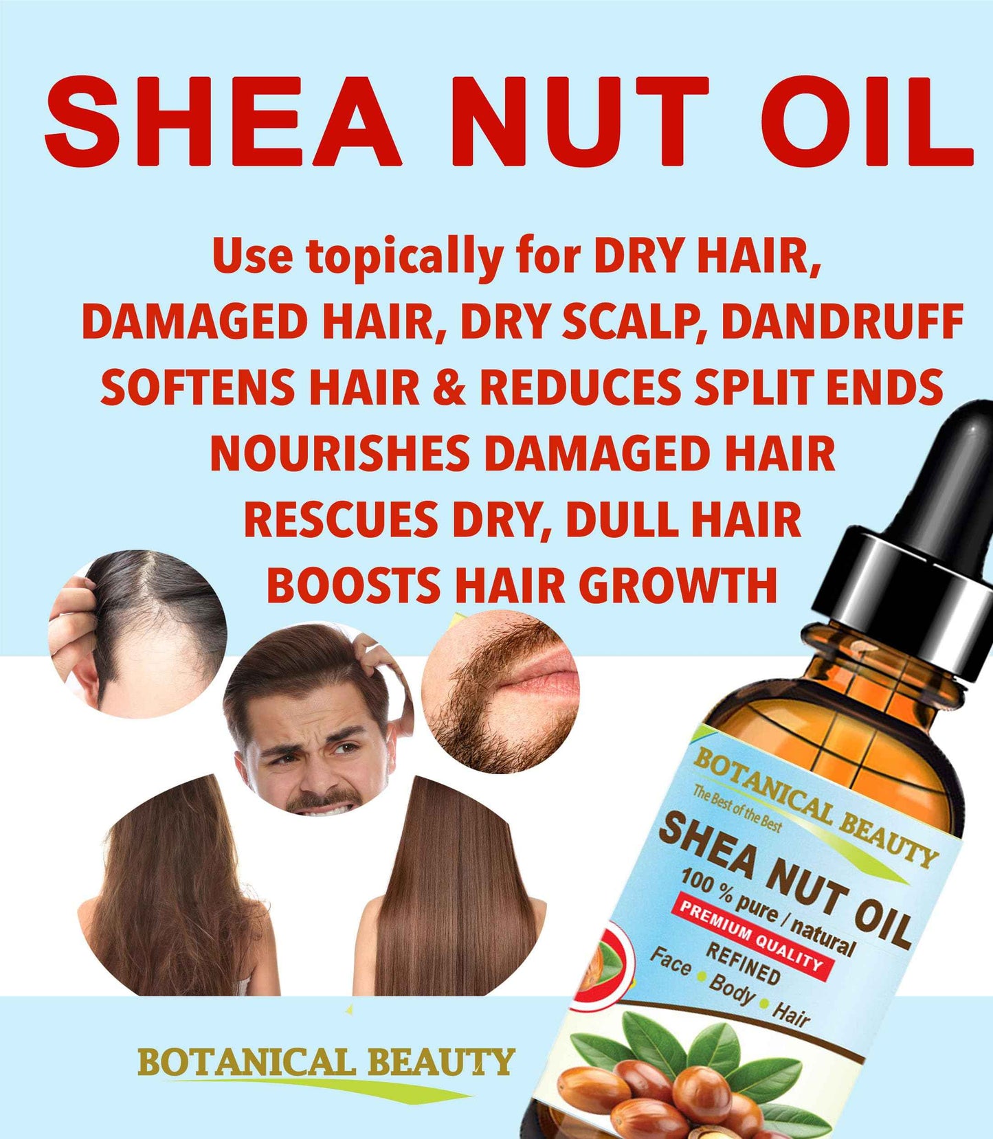 Botanical Beauty SHEA NUT OIL 100% Pure Natural Undiluted Refined Cold Pressed Carrier Oil for Face, Skin, Hair, Lip, Nails. (Karite) Nut Oil. Rich in Vitamin E, Vitamin A (4 Fl Oz)