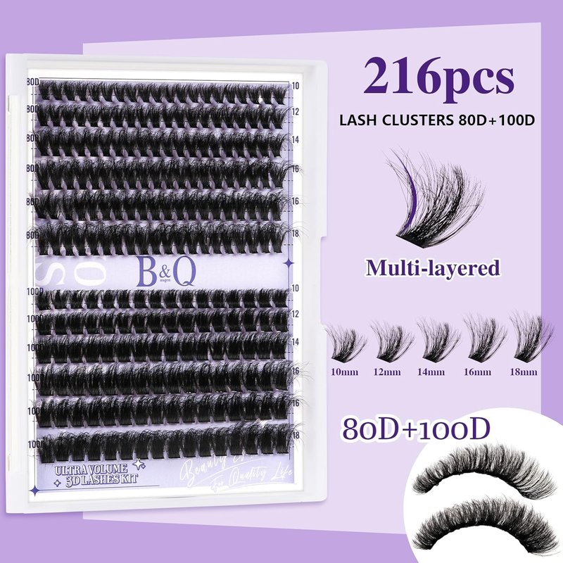 Volume Lash Clusters Kit - 280PCS 3D Wispy DIY Eyelash Extensions with Bond, Remover & Tweezers | Thick Individual Lashes