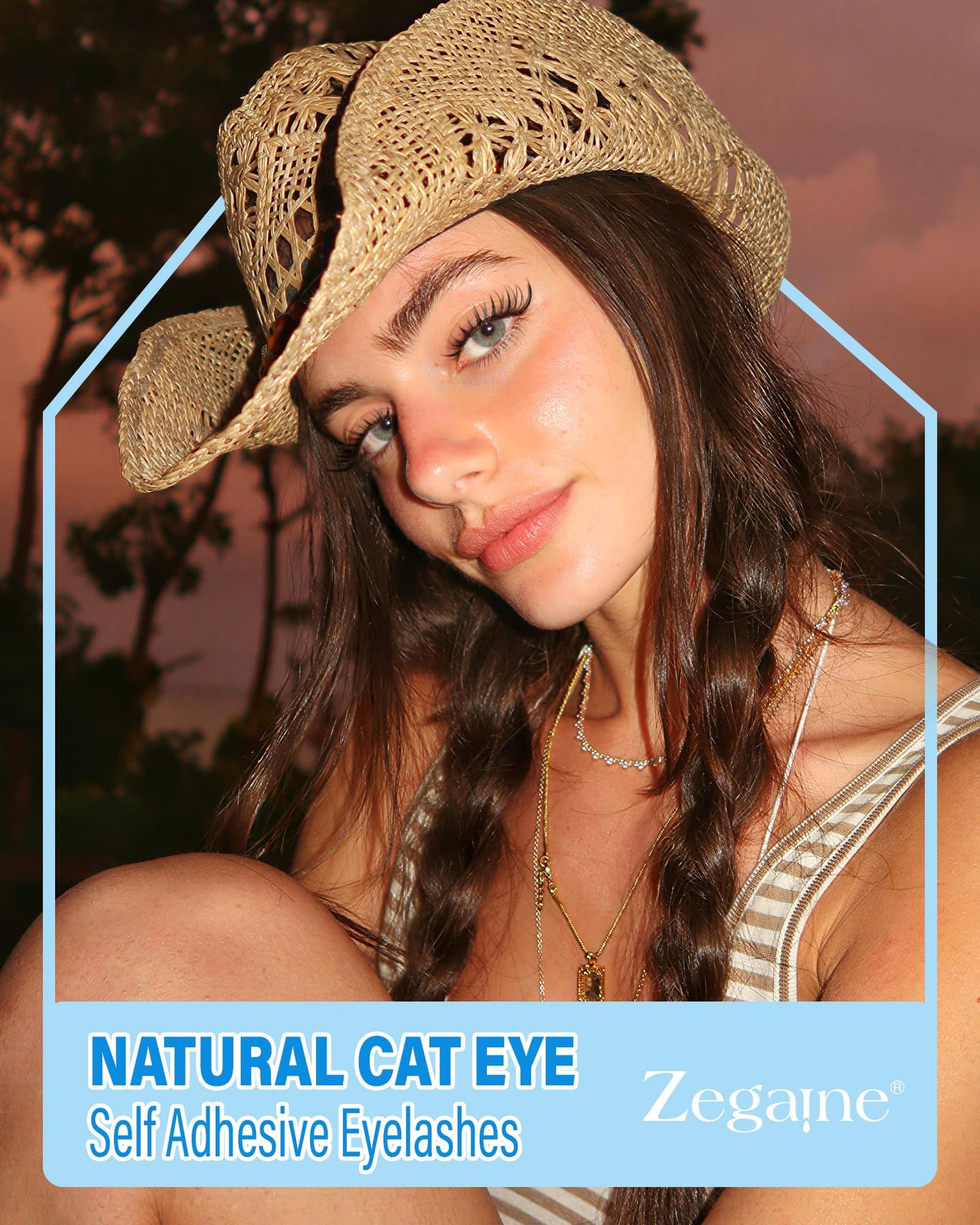 Cat Eye Self Adhesive Eyelash Natural Self Adhesive Lash Clusters Wispy Pre-Mapped No Glue Lash Clusters C-Curly Fox Eye Pre Glued Eyelashes Clusters 8-18MM by Zegaine