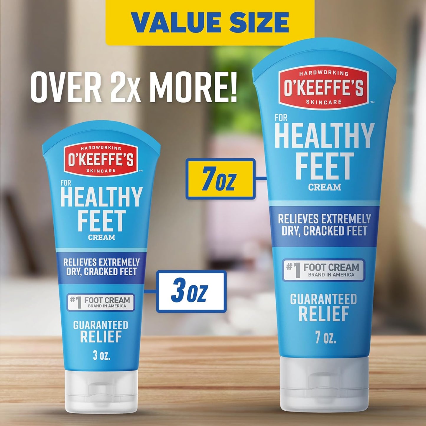 O'Keeffe's Foot Cream for Extremely Cracked Feet - 7 oz Tube | Moisturizing Repair Formula (2 Pack)