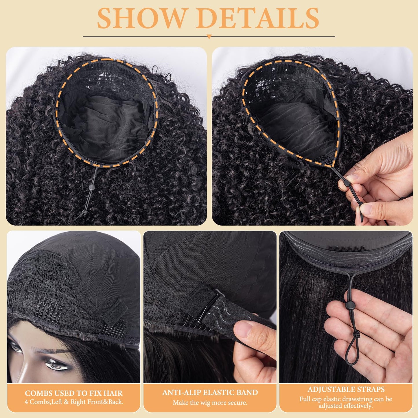 3 in 1 Half Wig Kinky Straight/Kinky curly synthetic for Women 200% Density Glueless Wear No Lace Flip Over Half Wig Seamless Clip In Wigs (24 inch KC)