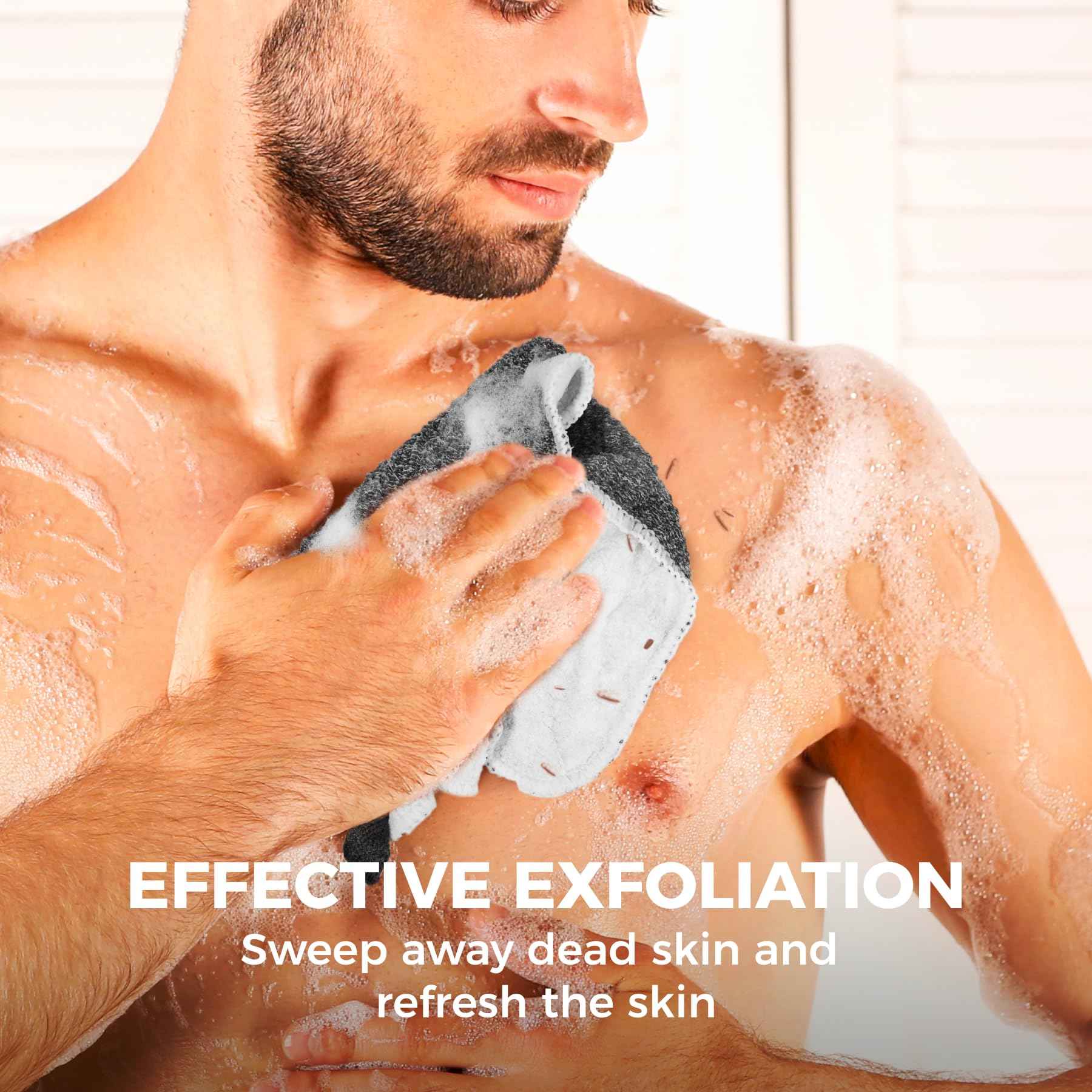 ZOMCHI 2 Pieces Different Roughness Soap Pouch and 2 Pieces Exfoliating Washcloth (Deep and Soft)