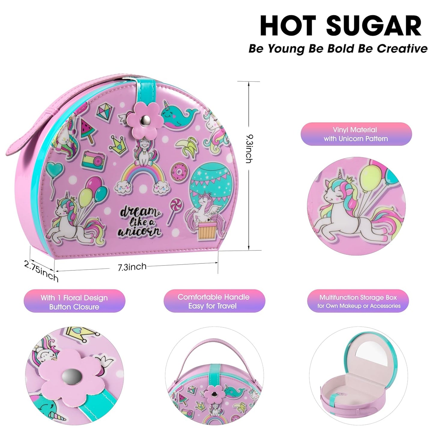 Girls Makeup Kit - Stylish Cosmetics Gift Set for Birthdays & Christmas | Pink Unicorn Design