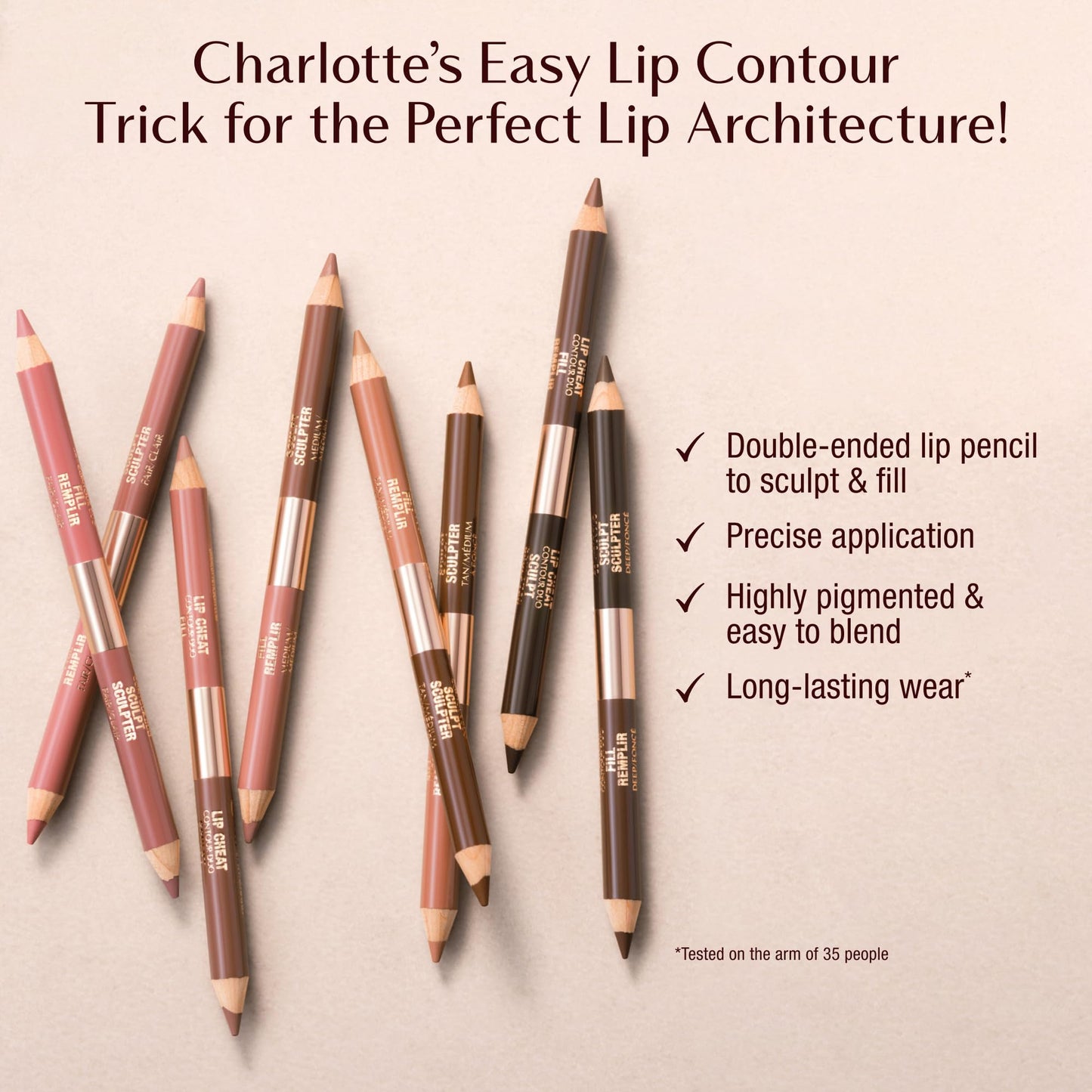 Charlotte Tilbury Lip Cheat Contour Duo - Dual-Sided Lip Liner Pencil to Sculpt & Fill for an Easy Contour Effect - Helps Prevent Lipstick Feathering - Medium
