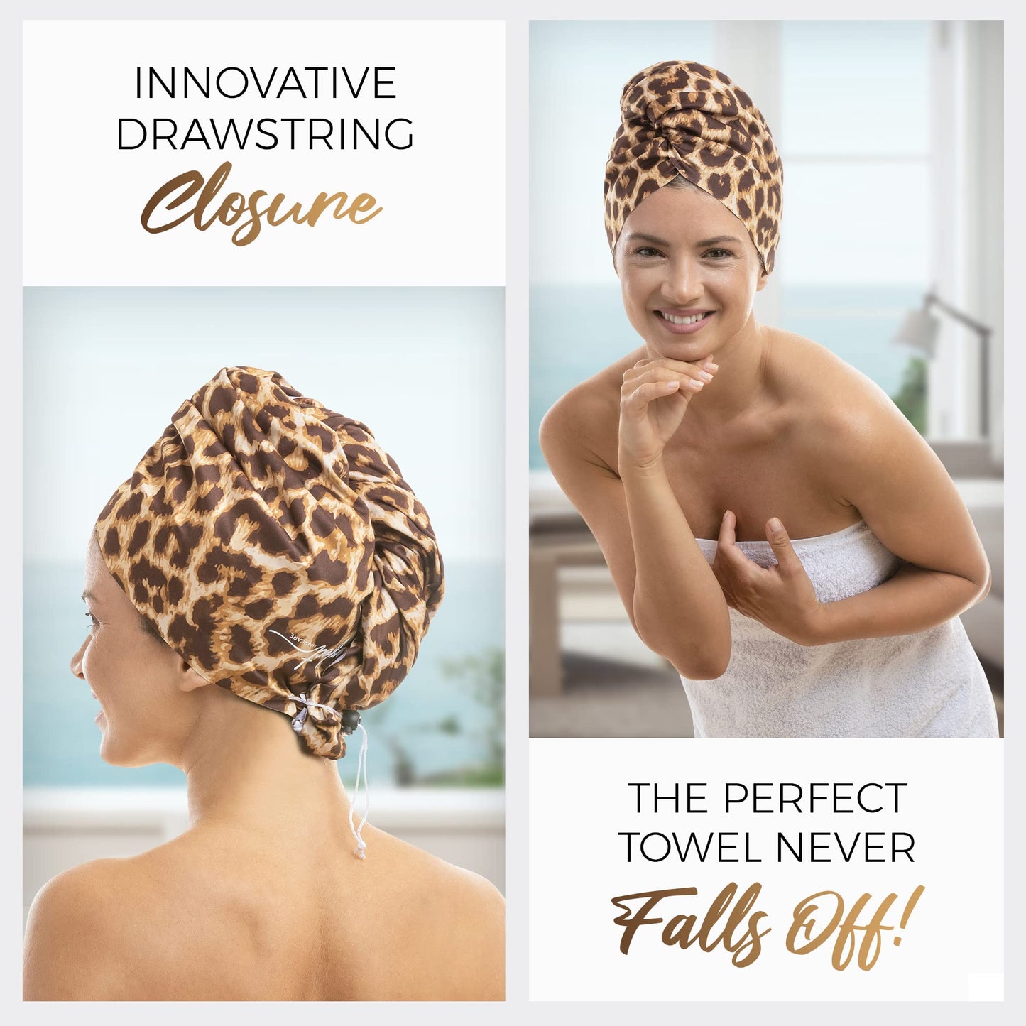 THE PERFECT HAIRCARE Microfiber Hair Towel Wrap + 2 Smooth Large Hair Drying Tie for Wet Hair - Anti-Frizz, Gentle, Super Absorbent Hair Scrunchies for Women - Also Use as a Face Washing Wristband