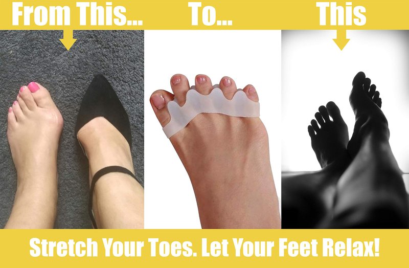 Silky Soft Gel Toe Separators/ Toe Spacers to Correct Toes/ Gentle Hammer Toe Straightener /Bunion Corrector and Foot Pain Relief/ Flexible Durable Toe Spreader for Yoga Foot Alignment (4 Pcs