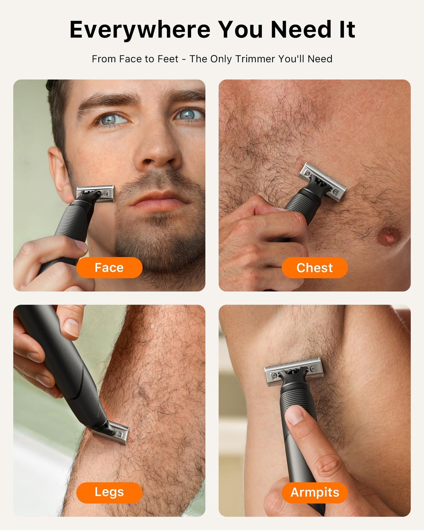 Trimcoo [2026 Upgraded Beard & Body Hair Trimmer for Men [All-in-One] USB-C Fast Charging, Groin & Ball Hair Painless Electric Shaver, Travel Razors, Waterproof Wet/Dry Groomer, Black(Lite)