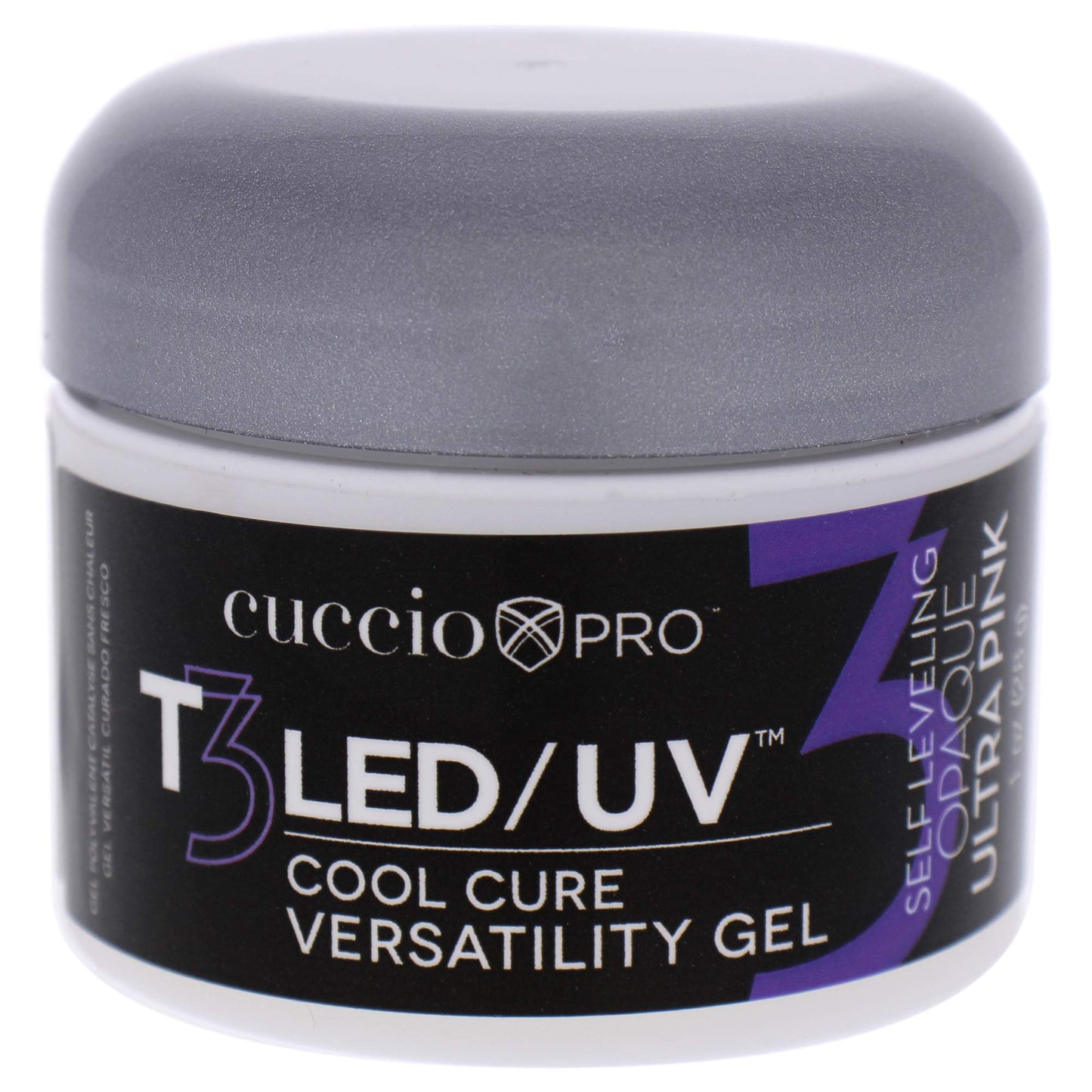 Cuccio Pro T3 LED/UV Cool Cure Versatility Gel - Self-Levelling Gel With Calcium - Incredibly Flexible - Strong Adhesion - High Shine Finish - Fast Application - Opaque Ultra Pink - 1 Oz Nail Gel