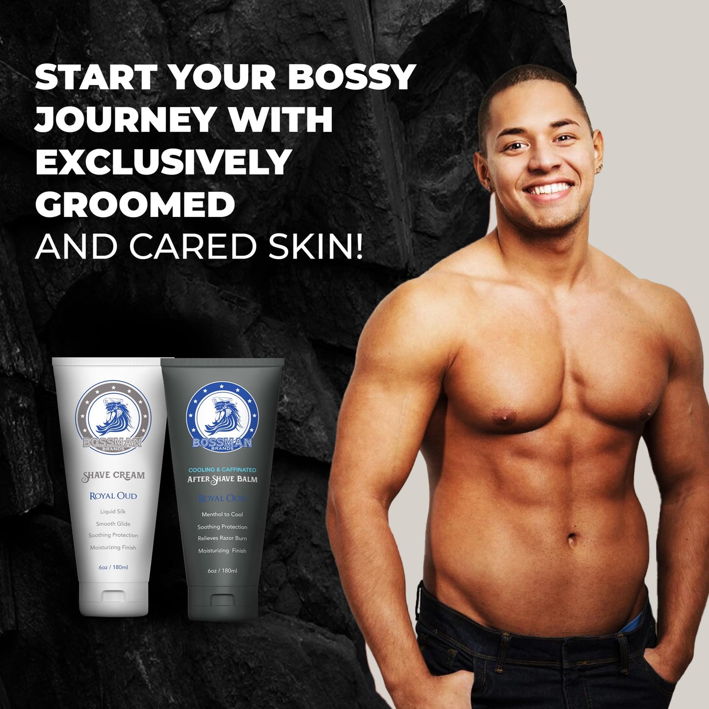 Bossman Silk Lotion Shaving Cream & Cooling After Shave for Men Combo – Shave Cream & After Shave Balm for Men (Royal Oud Scent)