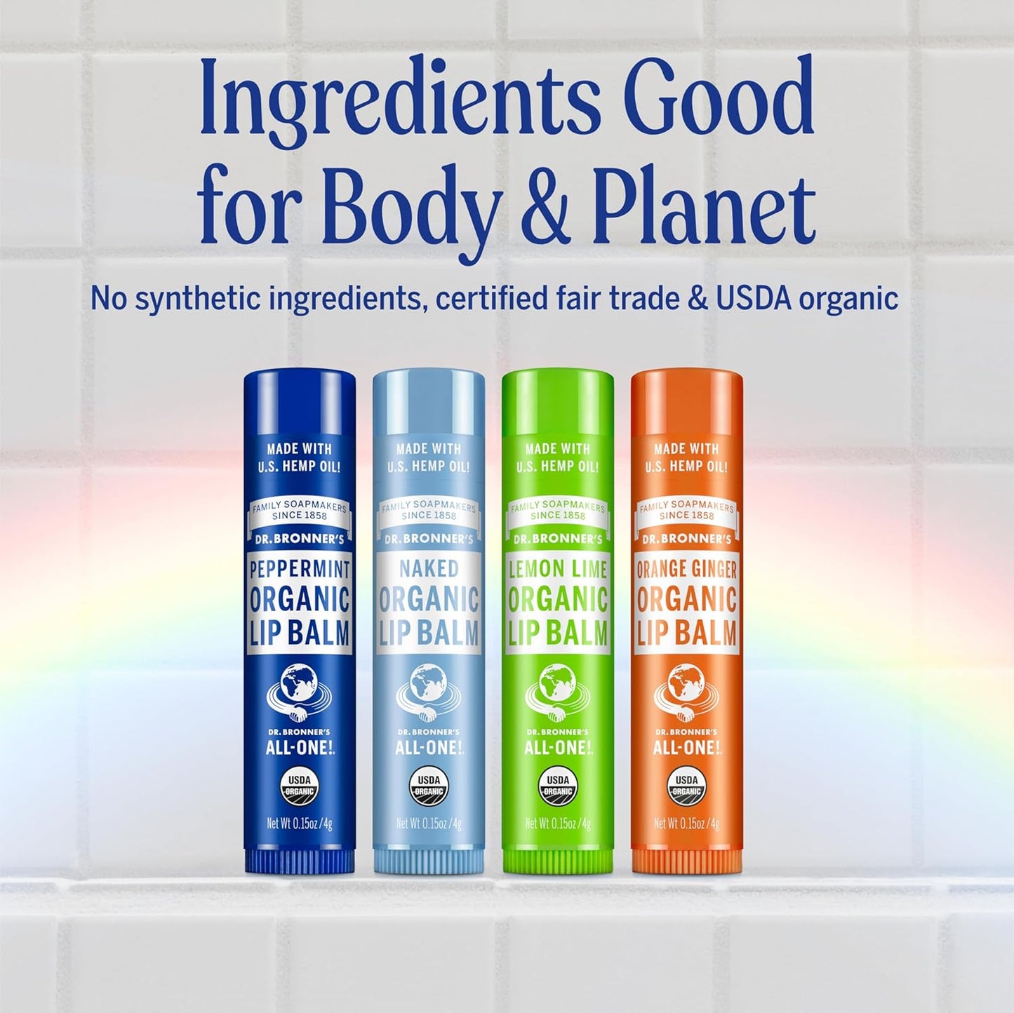 Dr. Bronner’s Organic Lip Balm - Natural, Moisturizing Lip Moisturizer with Beeswax & Avocado Oil | 6-Pack, Unscented