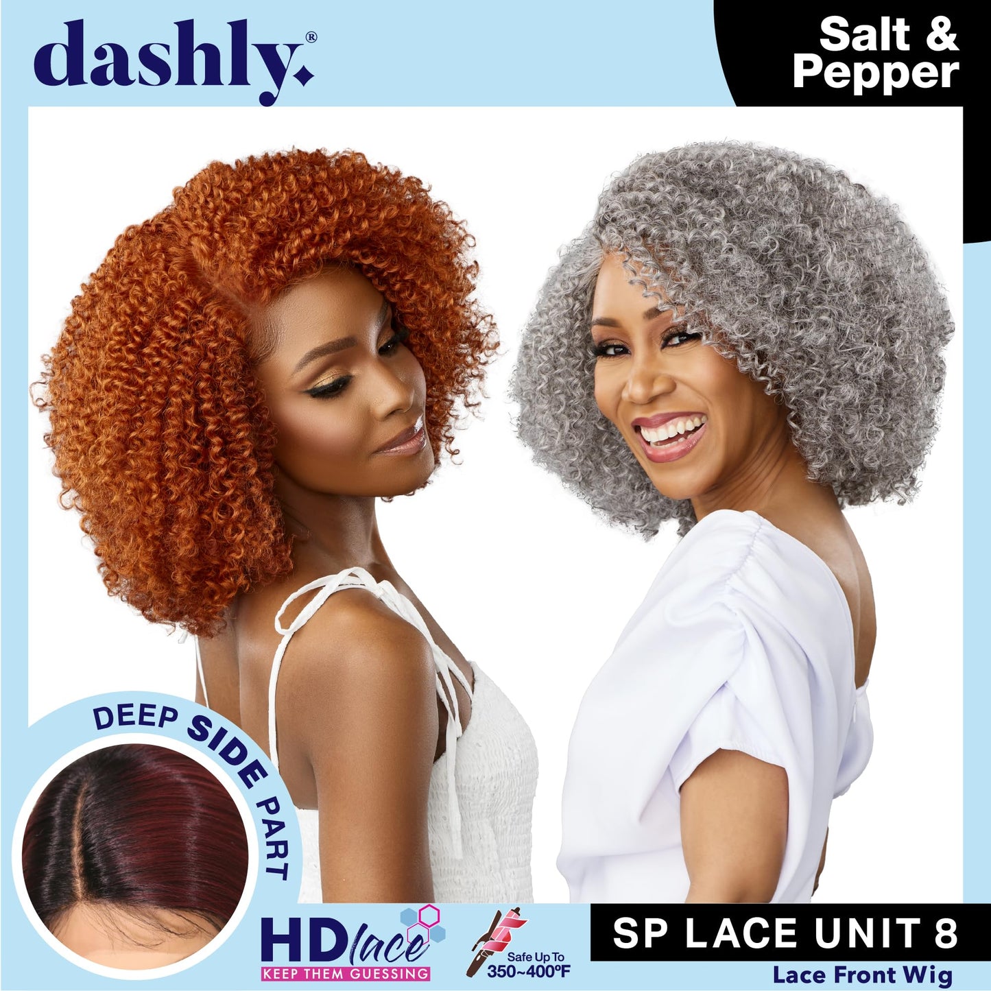 Sensationnel Dashly Lace Saltandpepper Wig - Sp Unit 8 Hand Tied Laceparting Ear to Ear Synthetic (TH2/27)