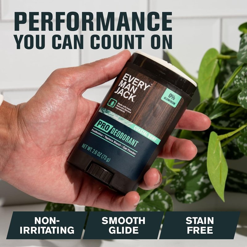 Every Man Jack Men's Pro Deodorant - Aluminum-Free Odor Defense - Coastal Surf Scent | 2.6 oz