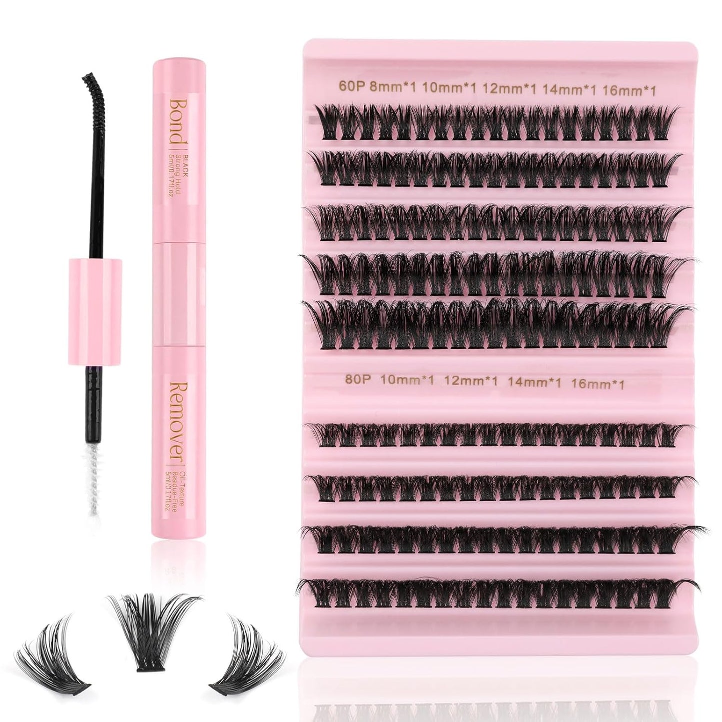 Eyelash Extension Kit - 167 Pieces DIY Individual Eyelashes | D Curl 8-16mm with Bond & Remover