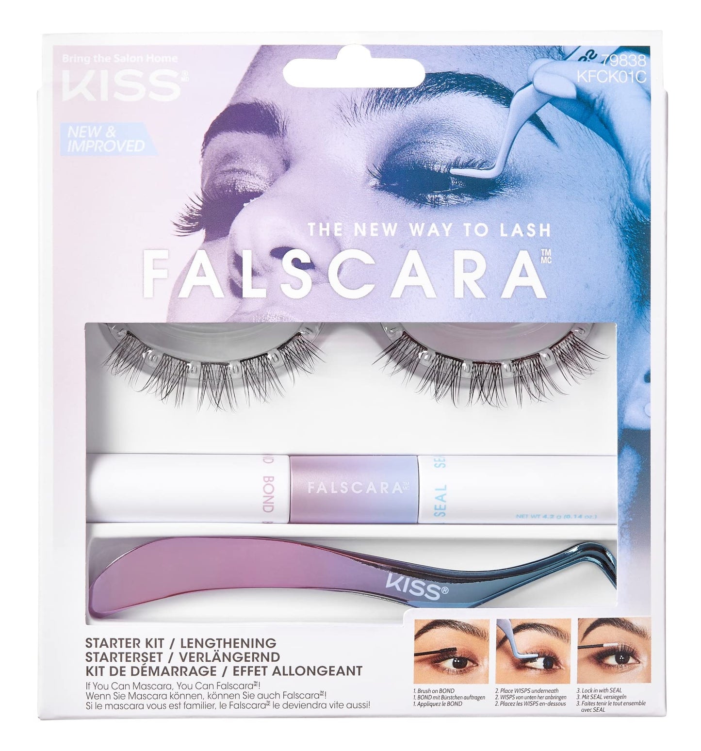 Kiss Falscara Eyelash Starter Kit Lengthening (Pack of 2)