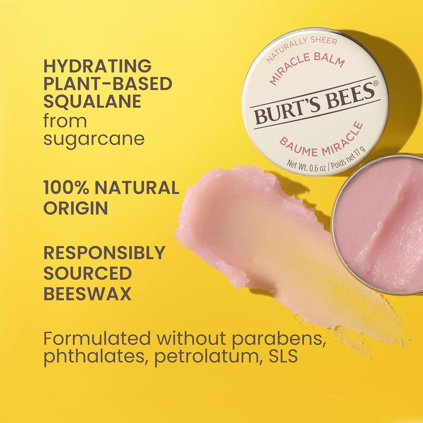 Burt's Bees Miracle Balm - 100% Natural Hydrating Balm for Dry Skin | 0.6 Ounce Tin