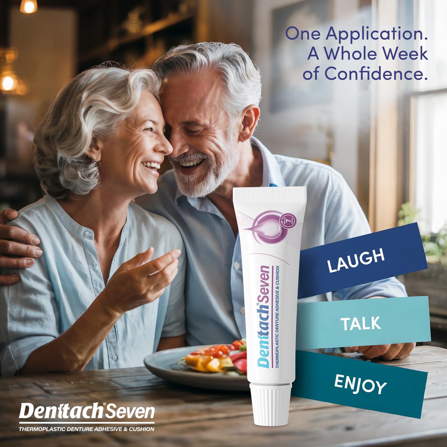 Denttach Seven Denture Adhesive, Thermoplastic Denture Cushion and Reliner, Upper and Lower Denture Comfort for Up to 7 Days, Zero Glue, Zinc Free (4)