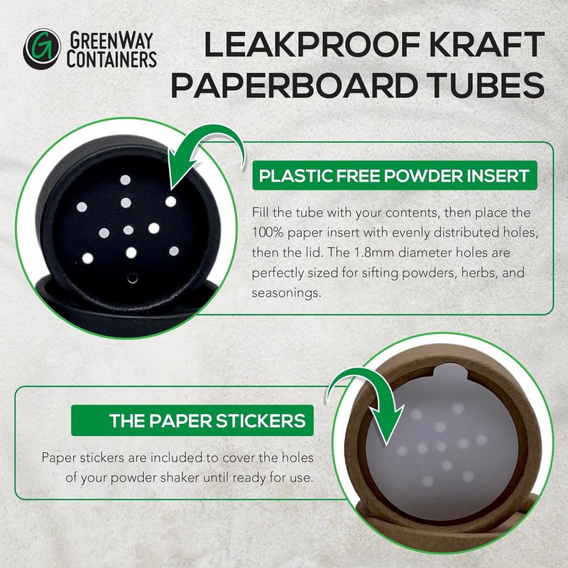 Kraft Paper Shaker Tubes - 10 Pack Biodegradable Containers for Powdered Cosmetics | 4oz, Fully Compostable, White