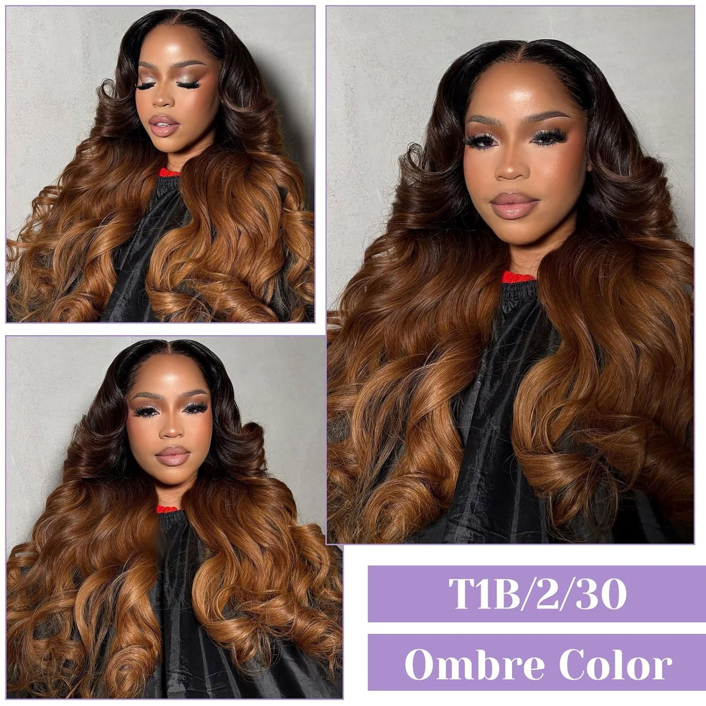 Ombre Body Wave Lace Closure - 100% Real Human Hair, Chestnut Brown | 14 Inch, 150% Density