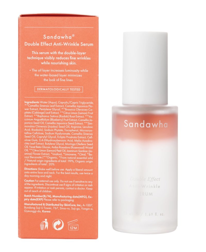 SKINCURE Sandawha Double Effect Anti-Wrinkle Serum with Camellia Extract - Korean Skincare Vegan Camellia Serum for Fine Line Smoothing, Hydration & Anti-Aging 1.76 fl.oz.