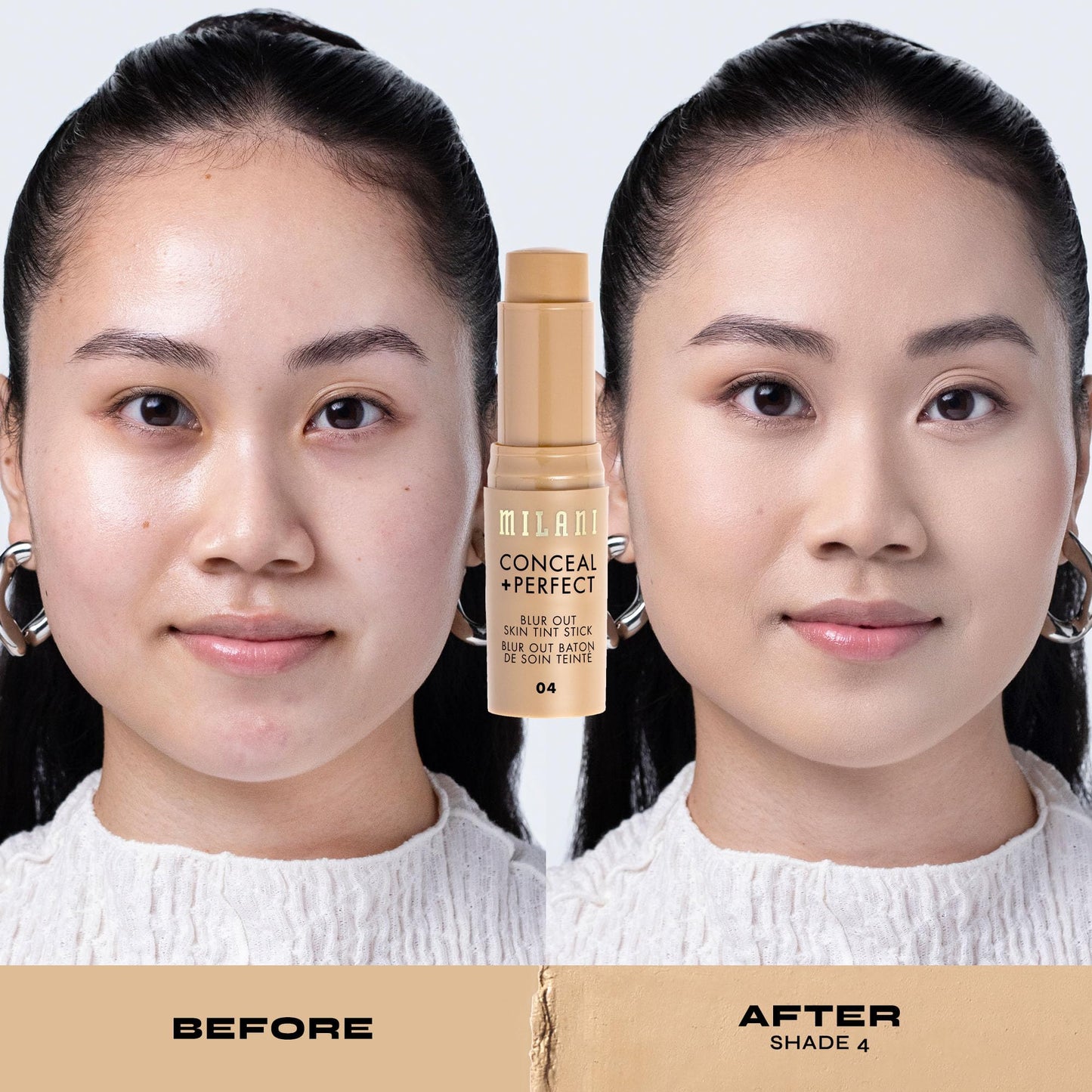 Milani Conceal + Perfect Blur Out Skin Tint Stick - Light to Medium Coverage Tinted Moisturizer Stick with Vitamin C & E - Soft Matte, Pore Blurring Natural Finish 04-Light Warm-Neutral