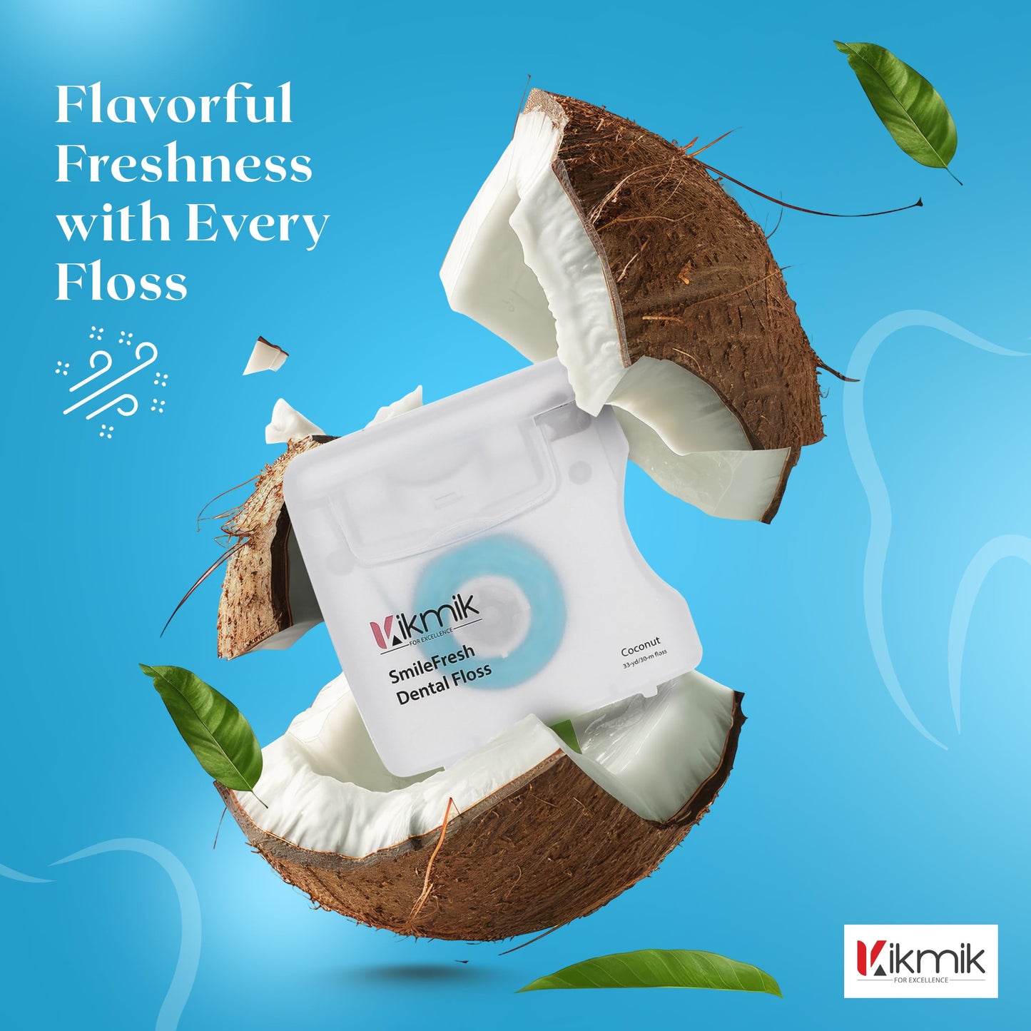 Woven Dental Floss - Coconut Floss Dental Floss, Shred Resistant, Extra Wide Woven Floss Dental, Gentle On Gums, 33 Yards - Single Pack