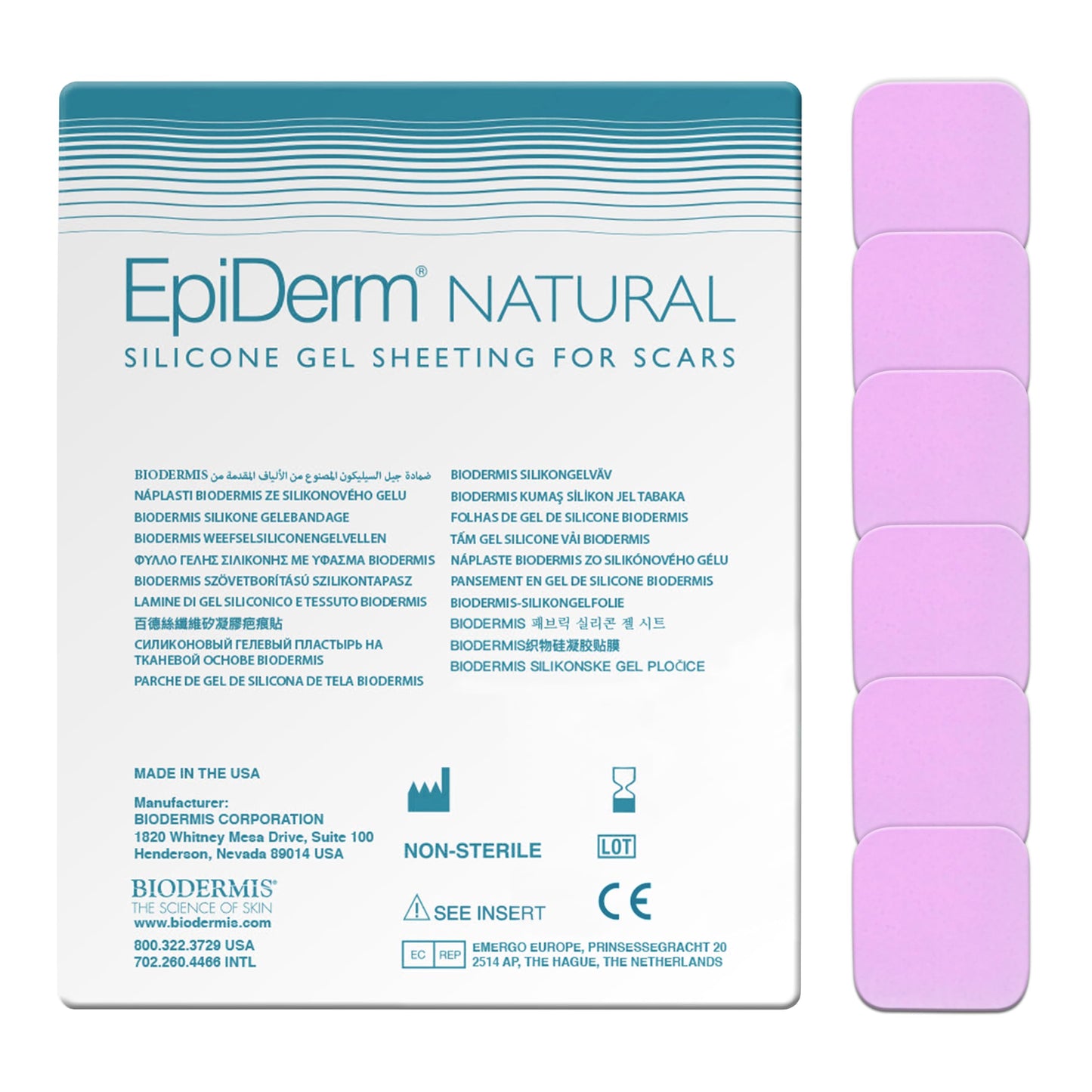 Epi-Derm Epi-Tab Squares Silicone Scar Sheets – Professional-Grade, Washable & Reusable Silicone Patches for Small Hypertrophic & Keloid Scars from Trauma, Liposuction & More - Clear, 6-Pack