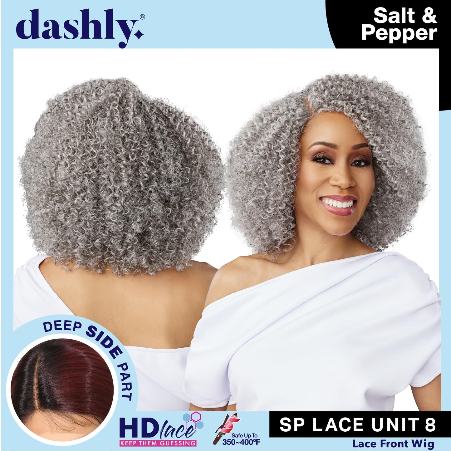 Sensationnel Dashly Lace Saltandpepper Wig - Sp Unit 8 Hand Tied Laceparting Ear to Ear Synthetic (TH2/27)