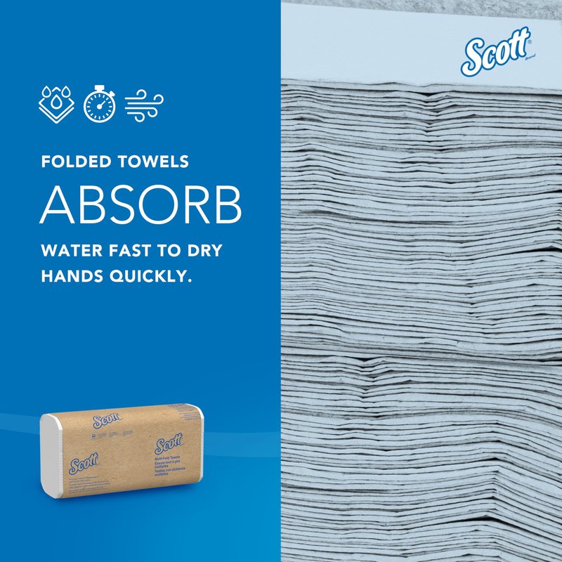 Scott® Professional Universal Multifold Paper Towels, Bulk (01840), Absorbency Pockets, 9.2" x 9.4" sheets, Standard Tier, Compressed, White (250 Sheets/Pack, 16 Packs/Case, 4,000 Sheets/Case)