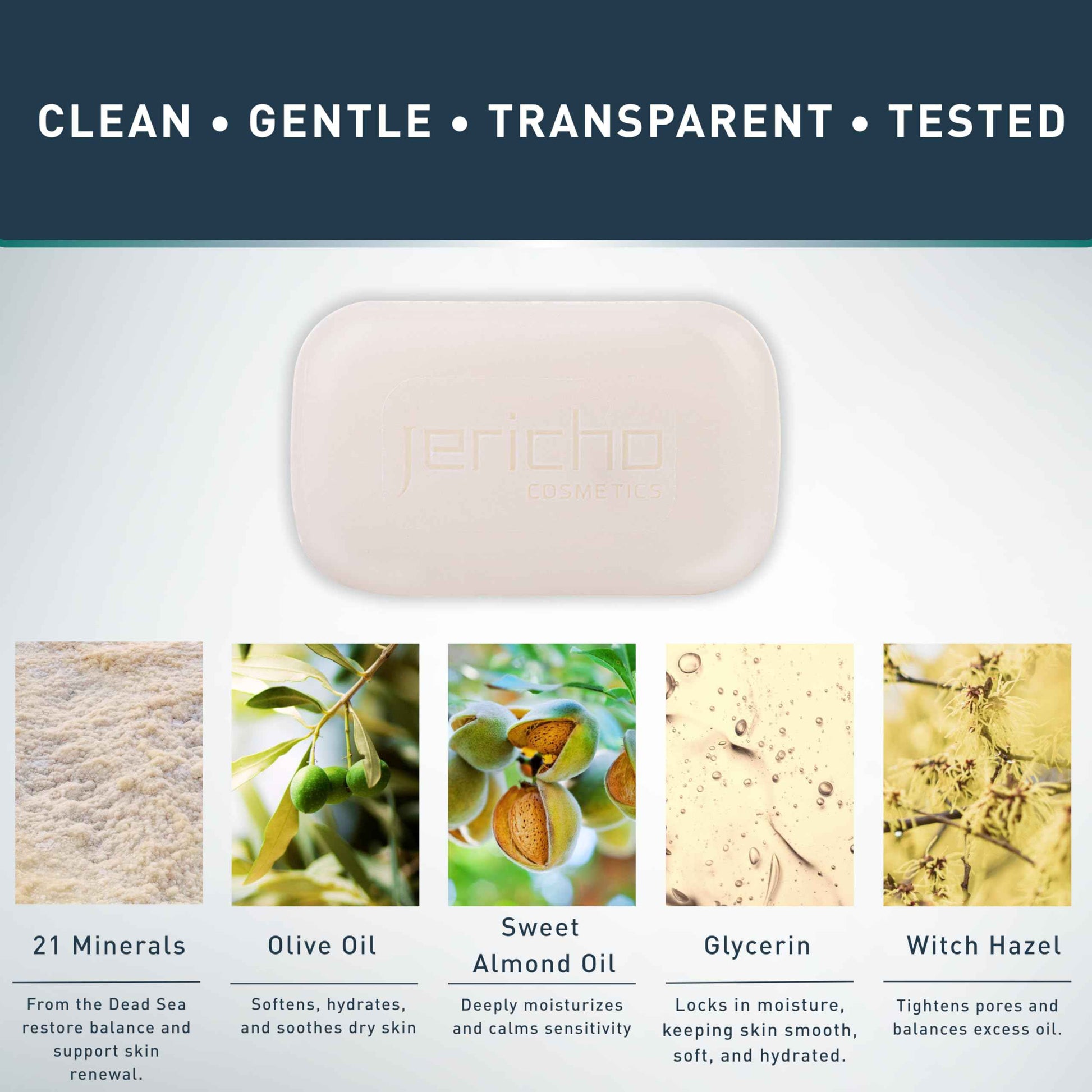 Jericho Psoriasis Dead Sea Salt Soap Bar with Olive Oil & Witch Hazel, Natural Exfoliating Face & Body Cleansing Bar for Sensitive Skin, 4.4 Oz / 125 g (Pack of 6)