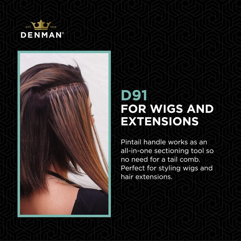 Denman (Purple) Backcomber for Teasing, Smoothing & Up Do - Three Rows of Stiff Bristle - Use on Wigs and Hair Extensions, D91