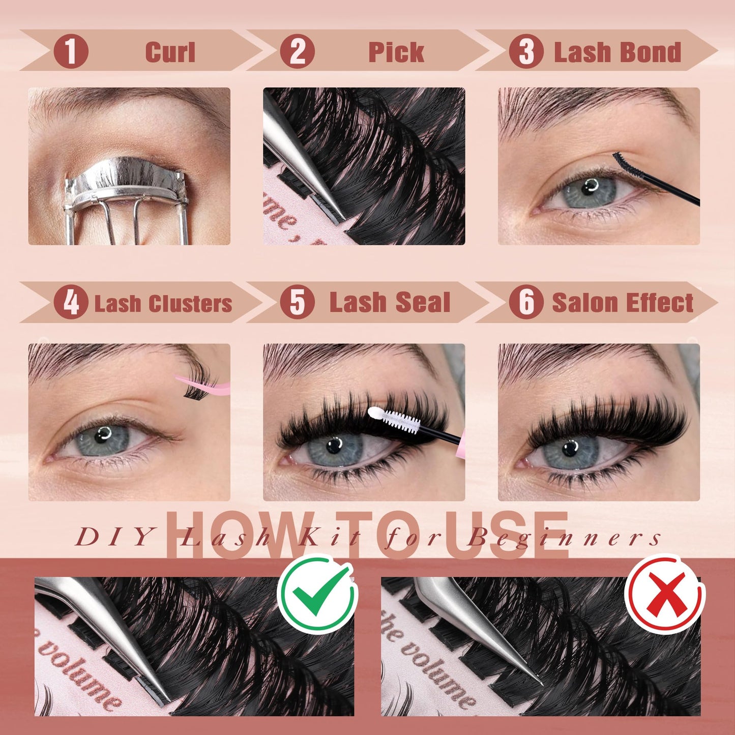 Focipeysa Volume Spike Eyelash Clusters 100D Lash Extensions Kit Fluffy Cluster Lash Extension Kit 12-18mm Spike Lash Clusters Manga Individual Eyelashes Clusters DIY Salon Effect Lash Extension