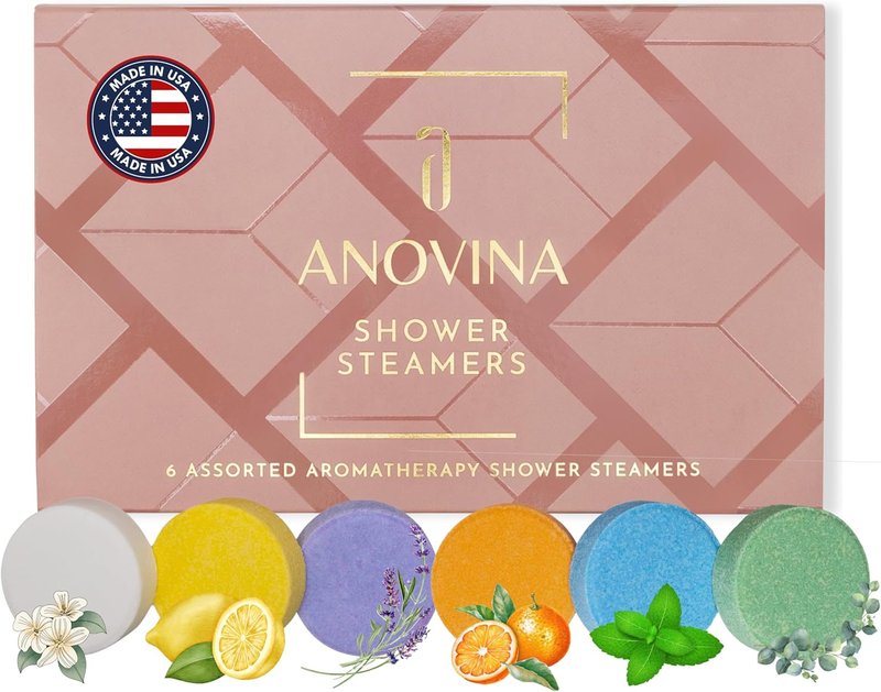 Anovina Aromatherapy Shower Steamers Gift Box | All-Natural Essential Oil Shower Tablets for Self-Care - Made in USA