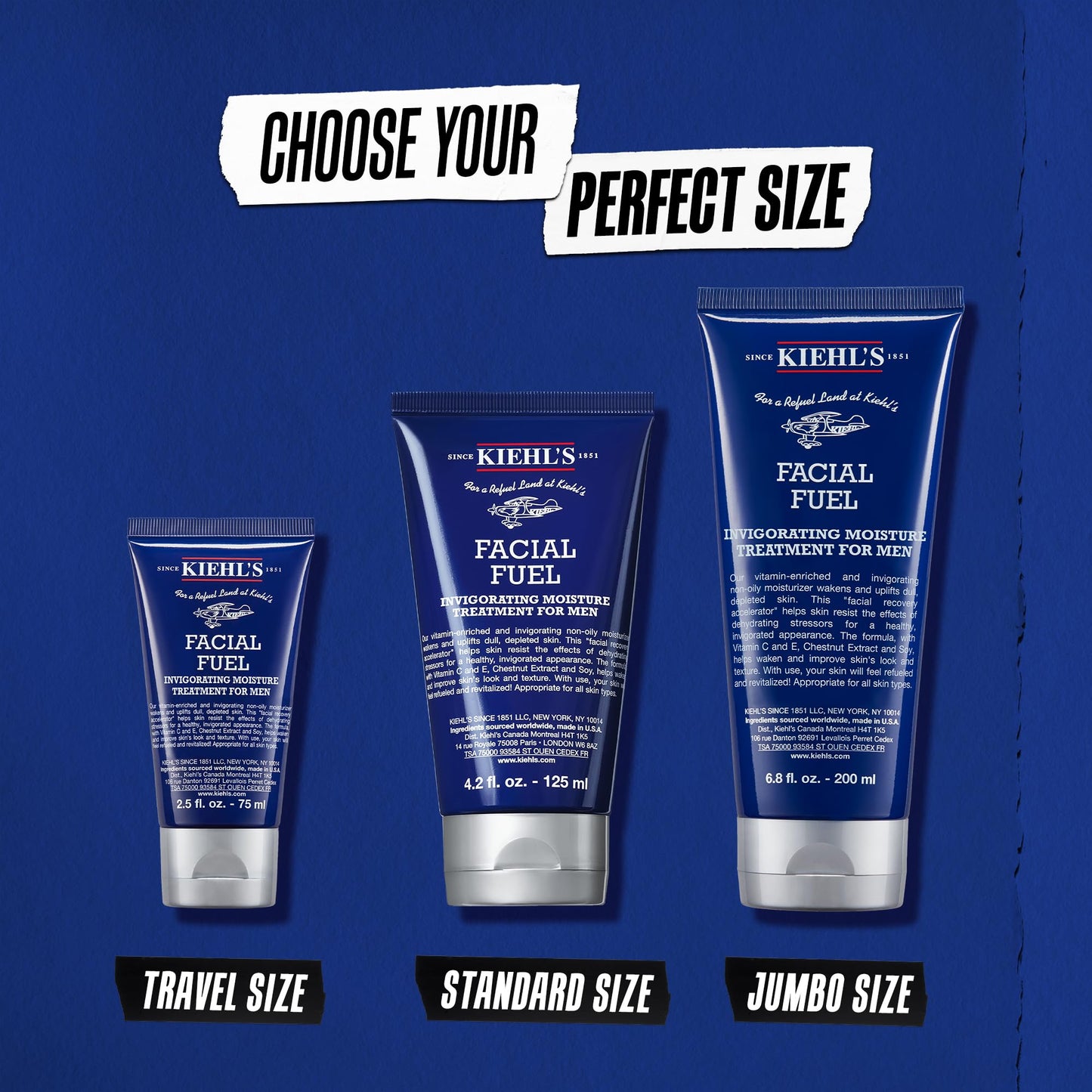 Kiehl's Facial Fuel Moisturizer, Men's Face Cream, with Vitamin C and Caffeine that Contain Antioxidants to Help Energize and Reduce Dullness, Non-Greasy, Paraben, and Sulfate Free - 6.8 fl oz