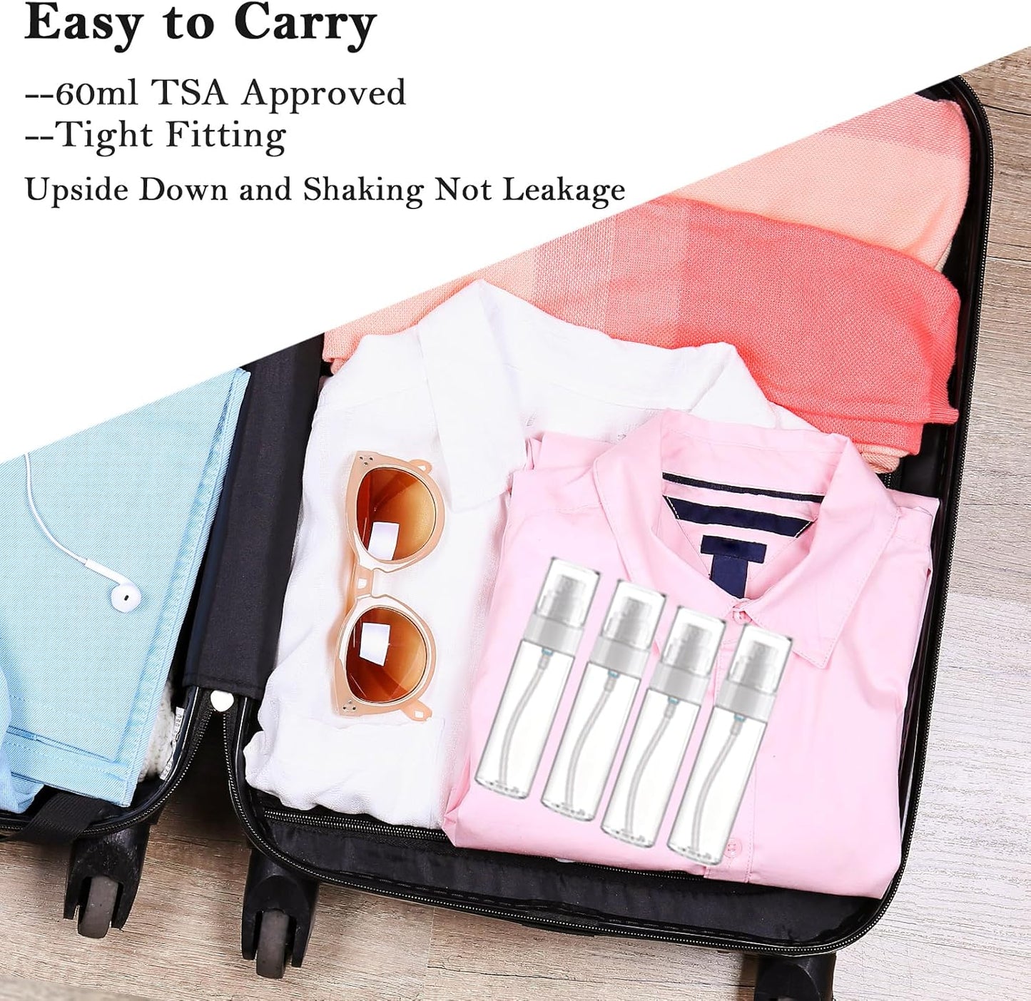 Fine Mist Spray Bottle Plastic Spray Bottles 3.4oz/100ml 2Pack Makeup Setting Spray Bottle TSA Approved Empty Cosmetic Refillable Travel Bottle Containers Sprayer for Water,Perfume,Essential