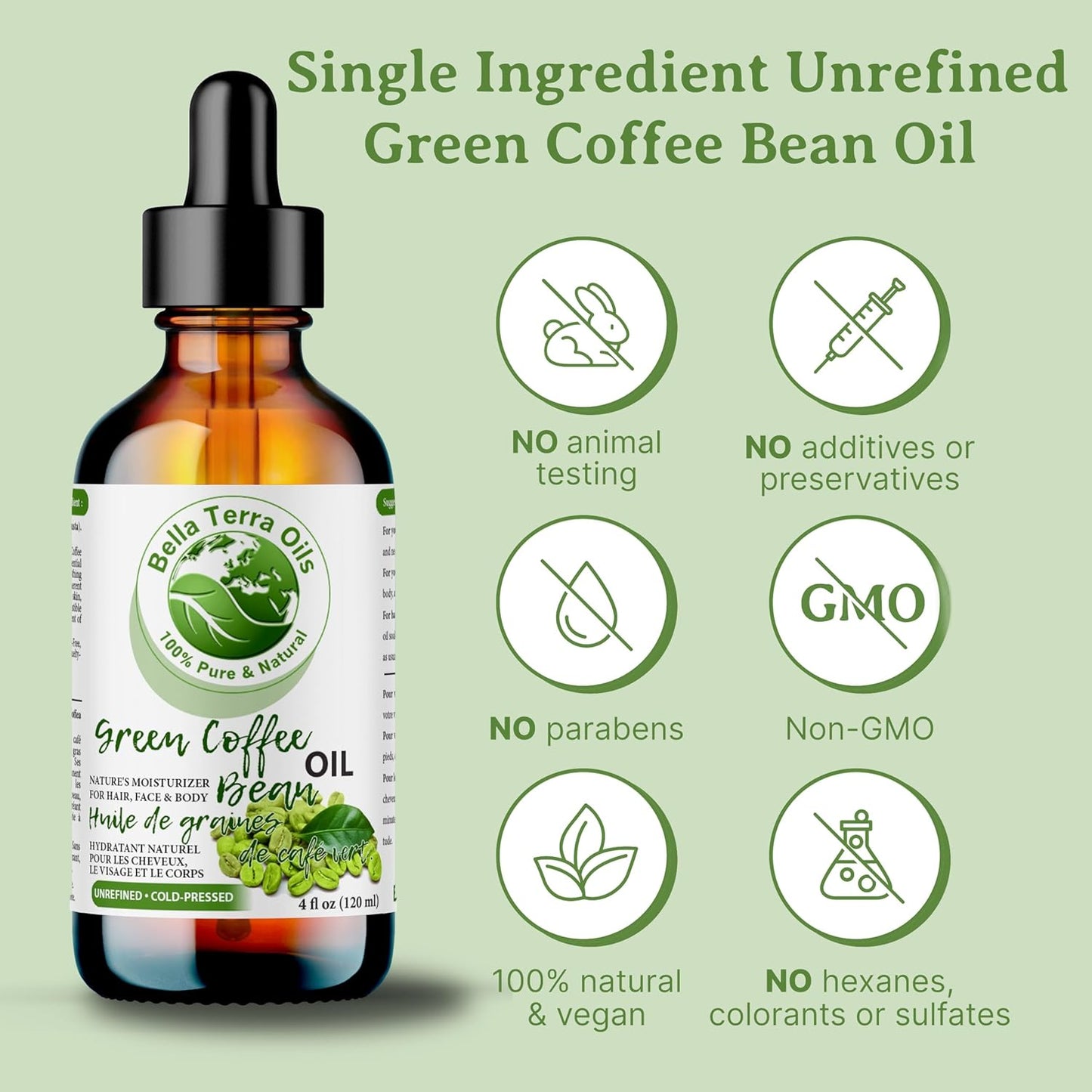 Green Coffee Bean Oil - 8 oz Natural Oil for Radiant Skin & Hair | Rich in Nutrients