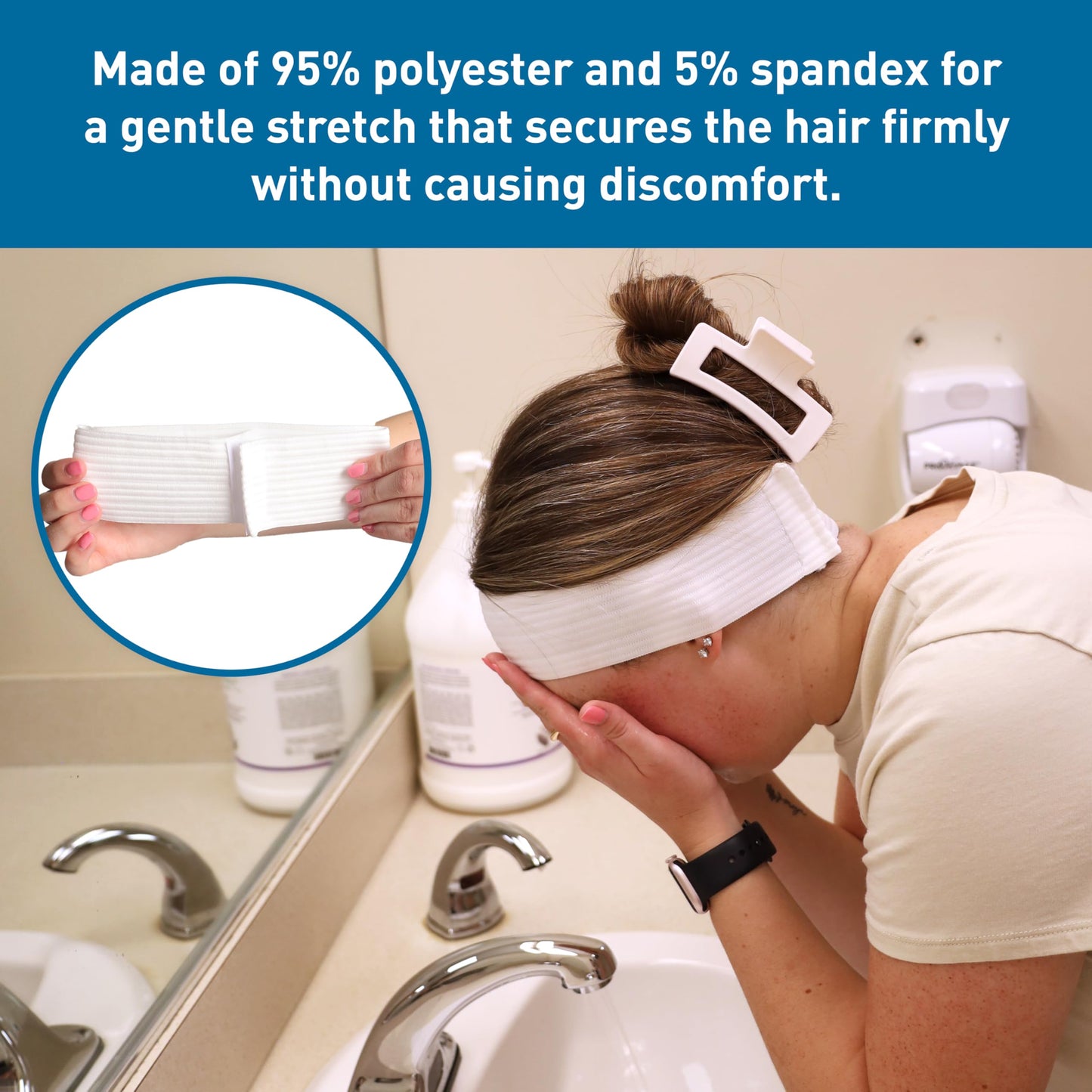 BodyMed Disposable Medical & Spa Headbands - 48 Count, Easy Closure for One-Time Use in Clinical & Spa Setting