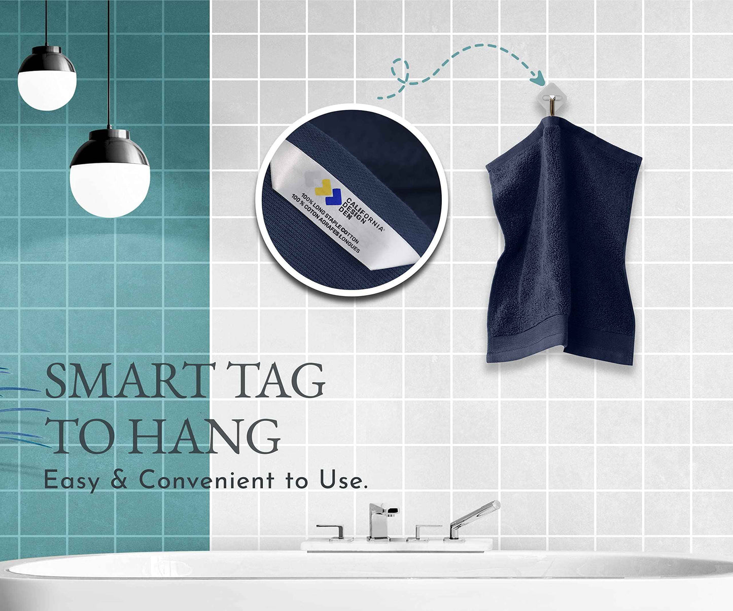 Luxury 100% Cotton Washcloths - Pack of 12, Extra Soft & Fluffy, Quick Dry & Highly Absorbent, Hotel Quality, Small Hand Towel Set for Gym, Salon, Spa & Home Care, Navy Blue - 13" x 13"