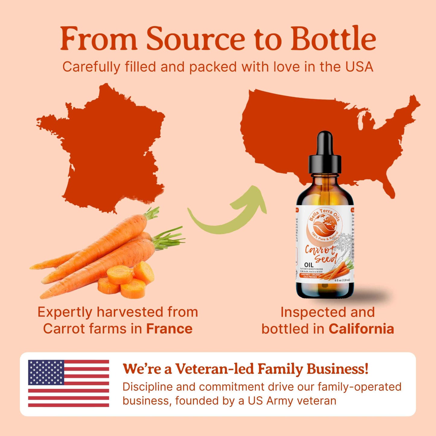 Bella Terra Oils - Organic Carrot Seed Oil 4oz - Celebrate the Nutrient-Rich Legacy of Organic Carrots, High in Vitamin K & Phytosterols, For a Supple & Radiant Appearance