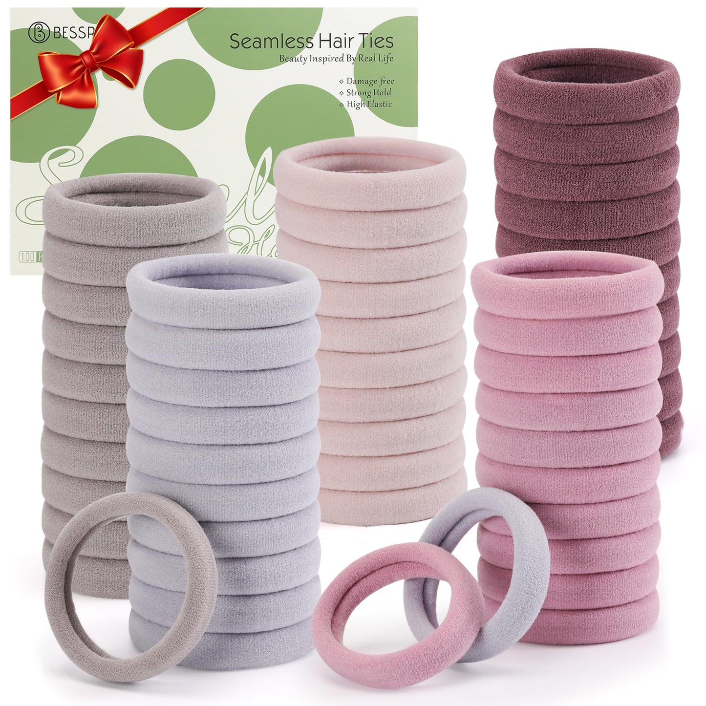 100PCS Black Hair Ties for Women Girls, Seamless Thick Black Hair Band, Elastic Hair Ties No Damage Ponytail Holder