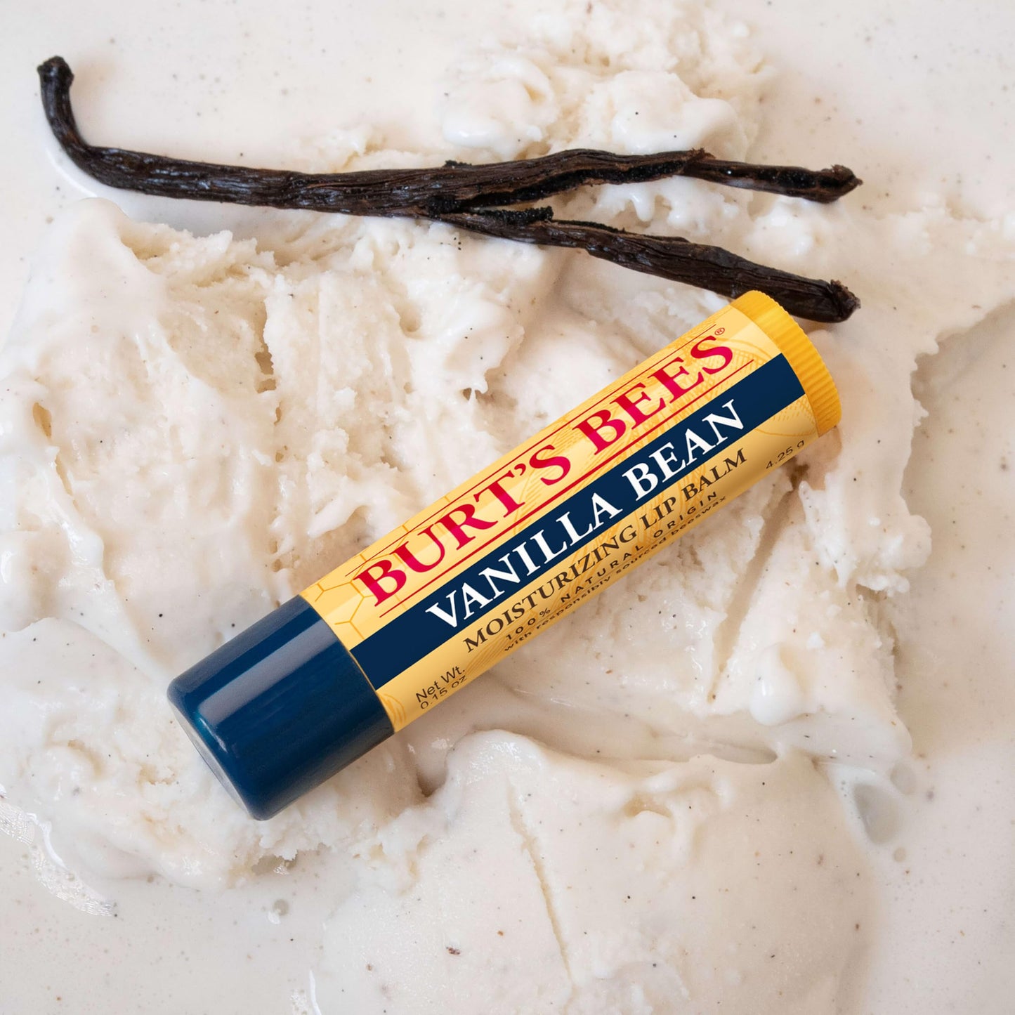 Burt's Bees 100% Natural Moisturizing Lip Balm, Vanilla Bean - 4 Tubes